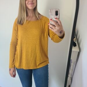 Old Navy Mustard Yellow Scoop Neck Oversized Women's Top